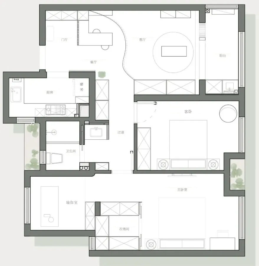 玄關吧臺餐廳＋禪意品茗客廳，枷鎖90㎡日式慢生活