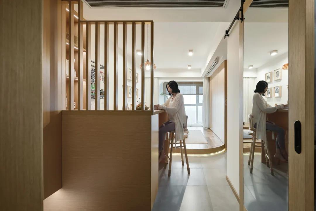 玄關吧臺餐廳＋禪意品茗客廳，枷鎖90㎡日式慢生活