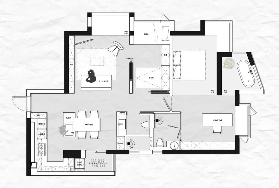 獨居房LV10玩家：112㎡客廳圖書館+露天浴室の詩意幸福