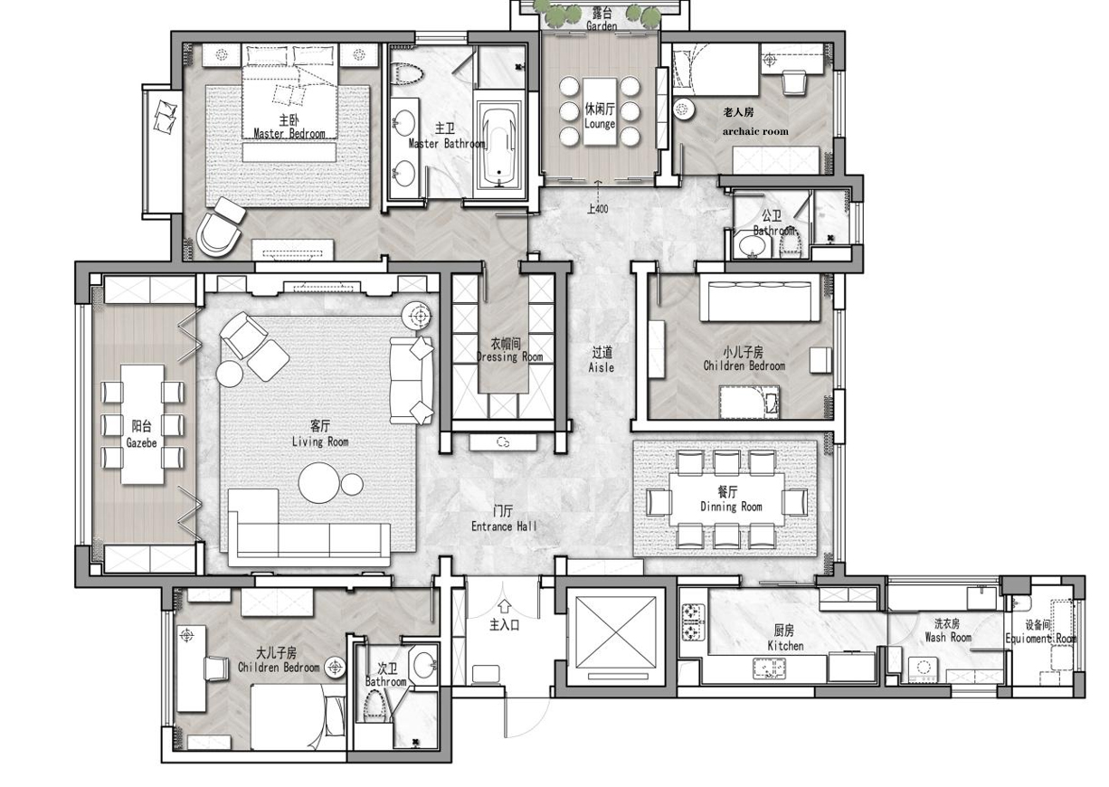  功能已達上限！設計師巧用158㎡實現6口之家擴容秘技  學姐  戶型 四居室 使用面積 158㎡ 