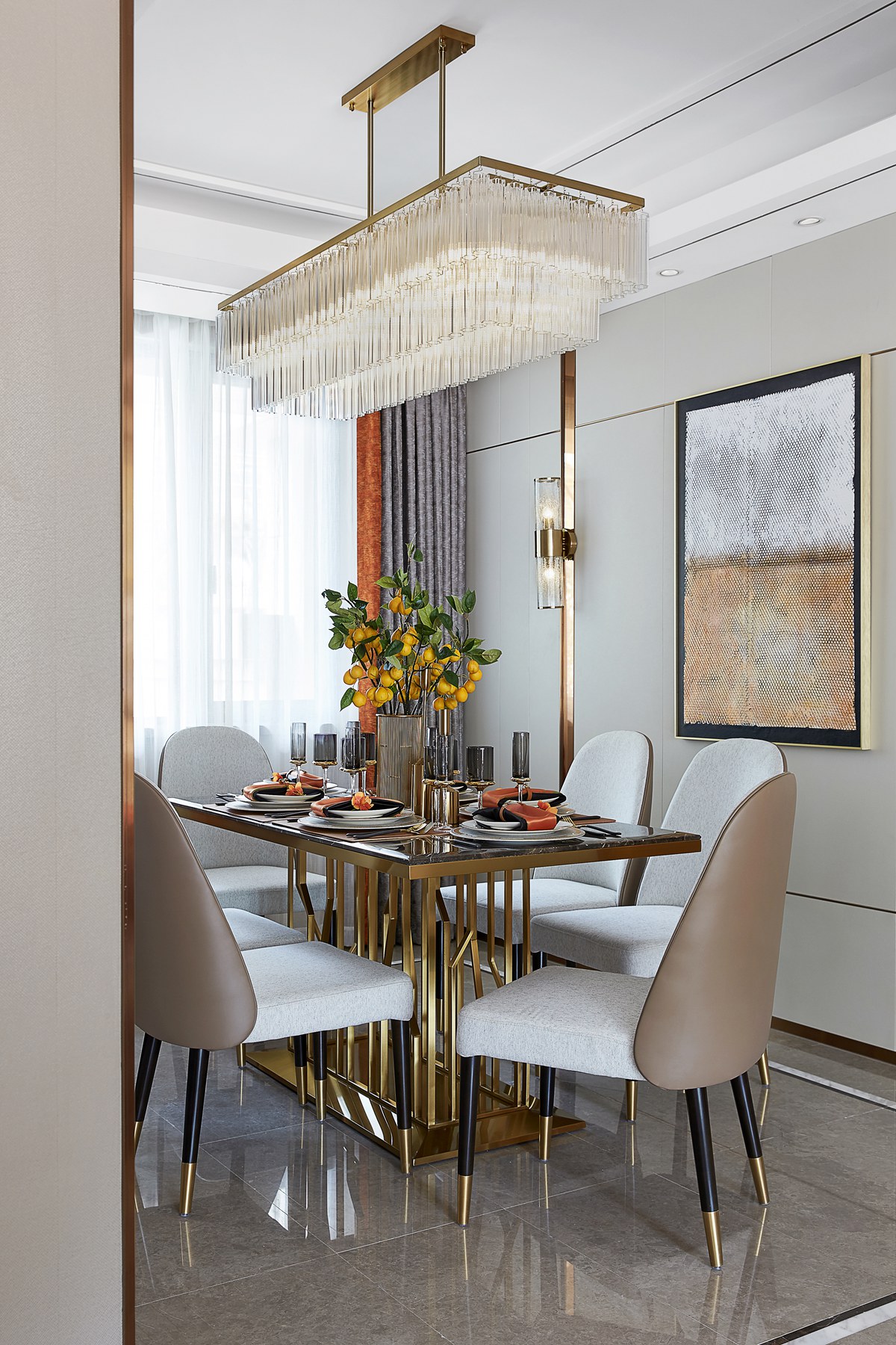 124㎡多口之家，全屋『愛馬仕橙』，雜志里才有的樣子！