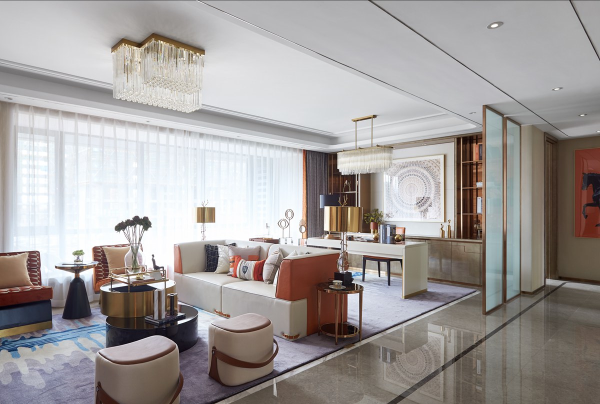 124㎡多口之家，全屋『愛馬仕橙』，雜志里才有的樣子！