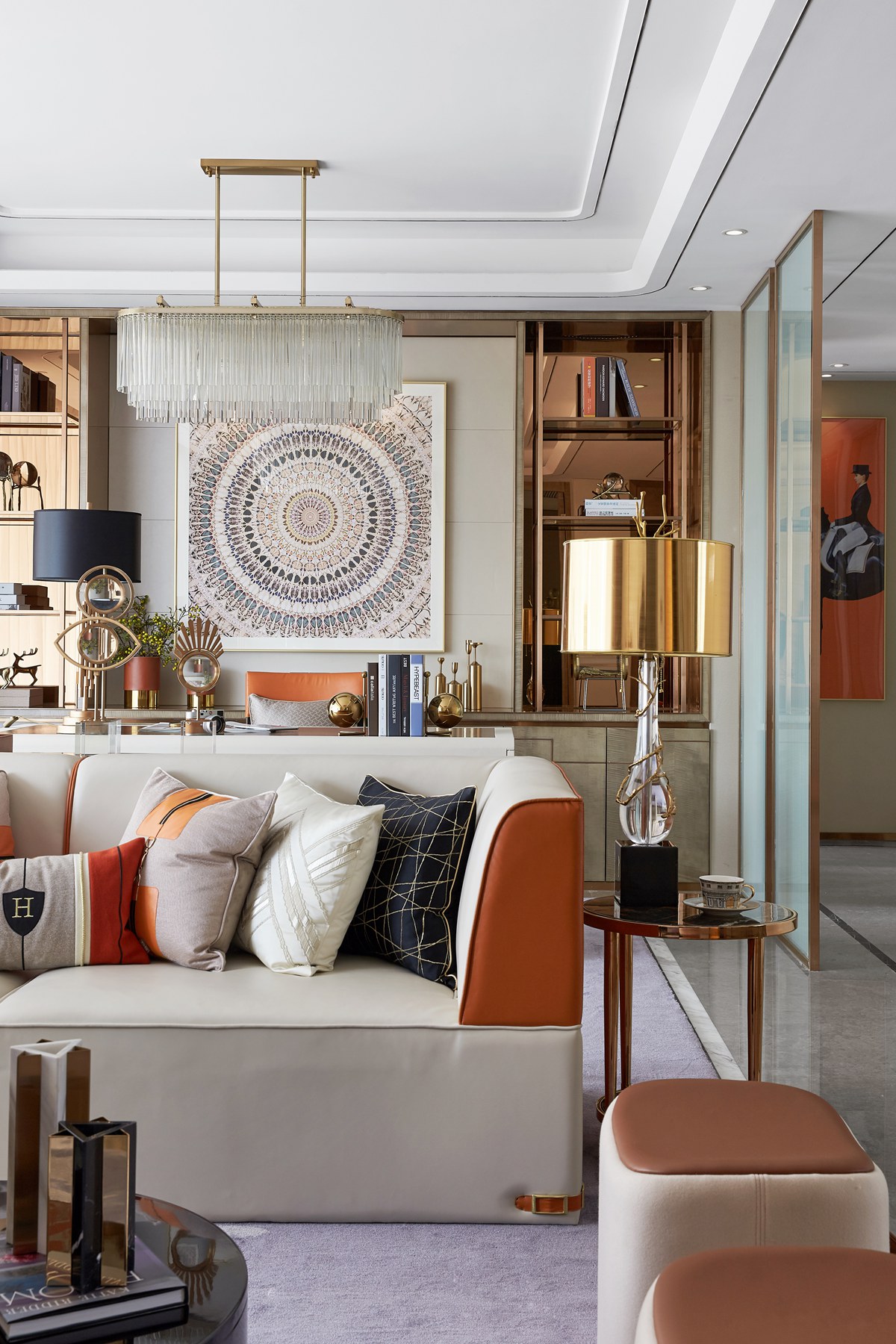 124㎡多口之家，全屋『愛馬仕橙』，雜志里才有的樣子！