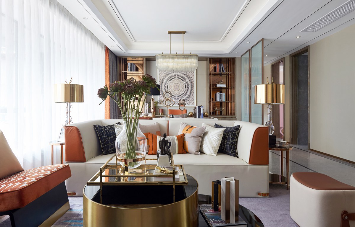 124㎡多口之家，全屋『愛馬仕橙』，雜志里才有的樣子！