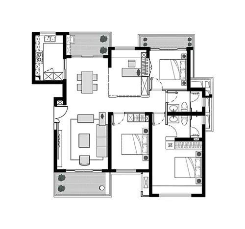 120㎡三室變四室，山水屏風(fēng)隔出書房，仿佛置身江南水鄉(xiāng)