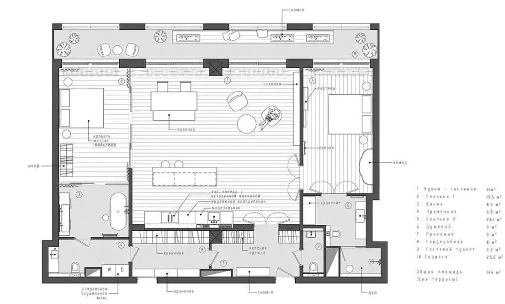 140㎡3居改2居，客廳去電視沙發，這屆年輕人真會玩！