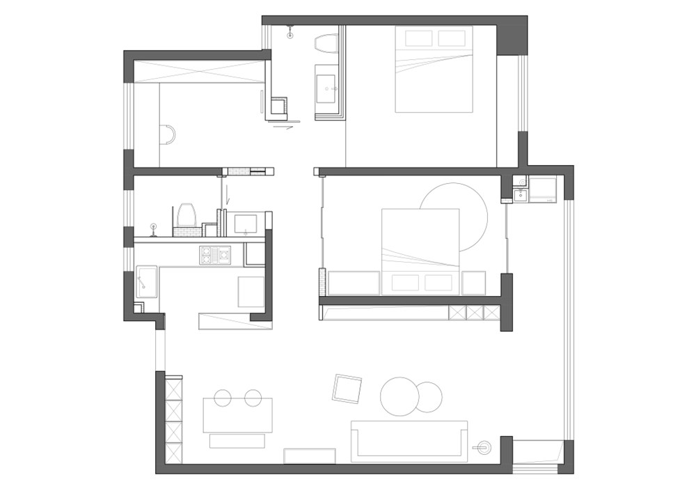 小夫妻80㎡兩居爆改，空間神規劃，一間房變成書房+衣帽間
