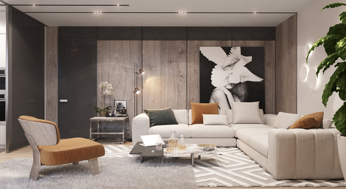 大白墻早out了，小夫妻用木飾面背景墻裝出豪宅既視感