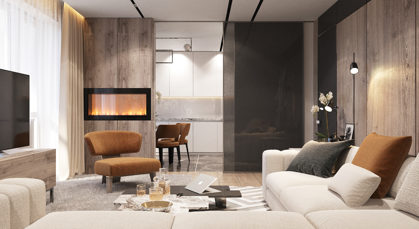 大白墻早out了，小夫妻用木飾面背景墻裝出豪宅既視感