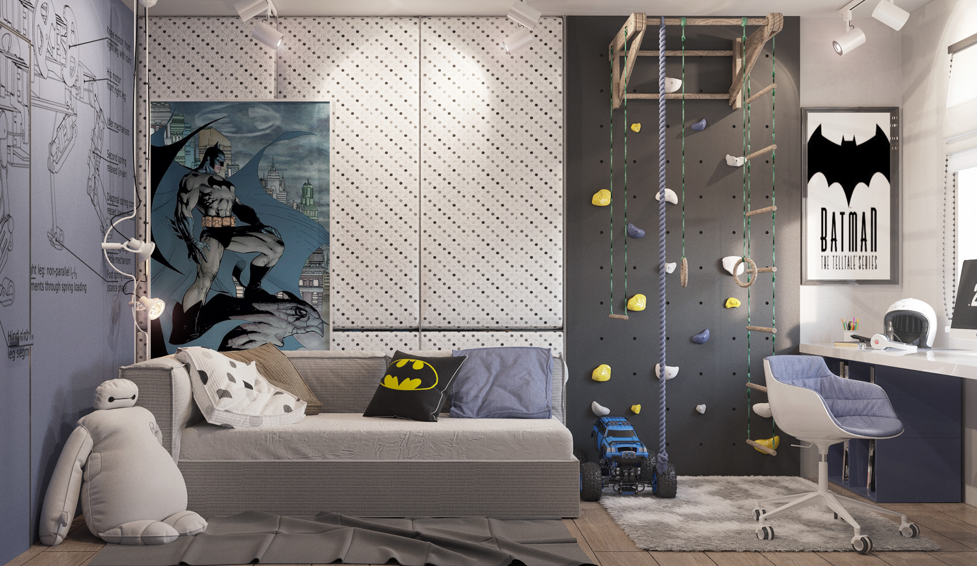 大白墻早out了，小夫妻用木飾面背景墻裝出豪宅既視感