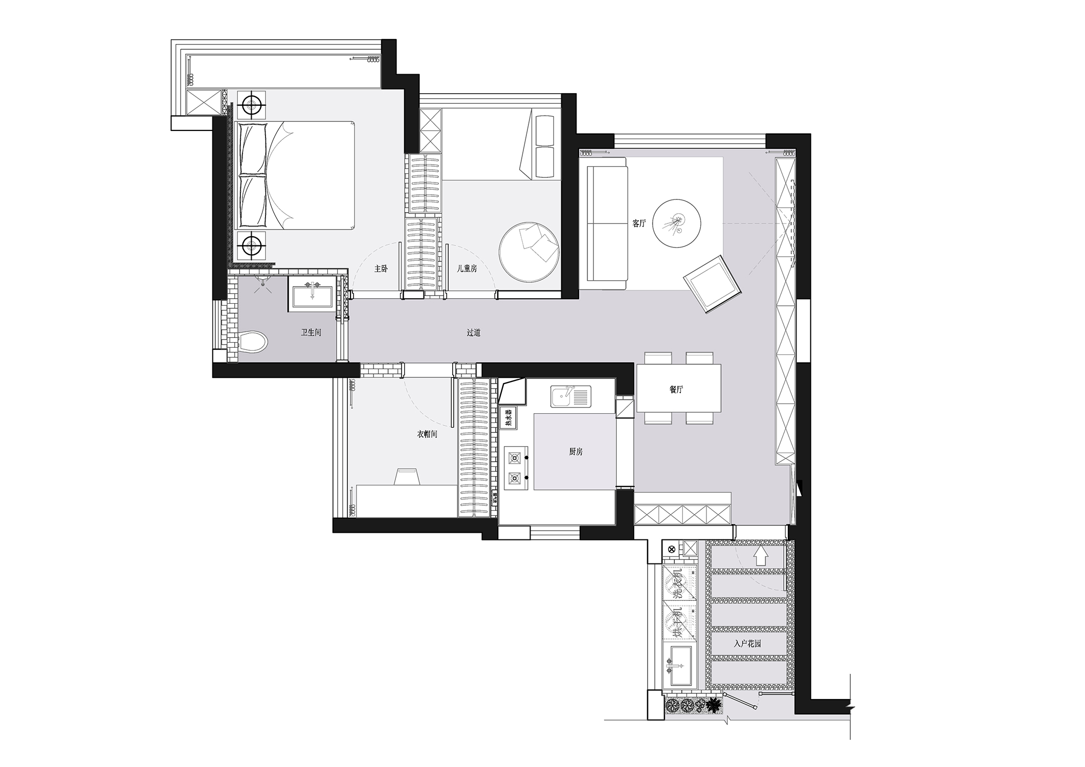 現代輕奢小三居，黑灰色調由簡入繁，滿足帶娃夫婦所有需求