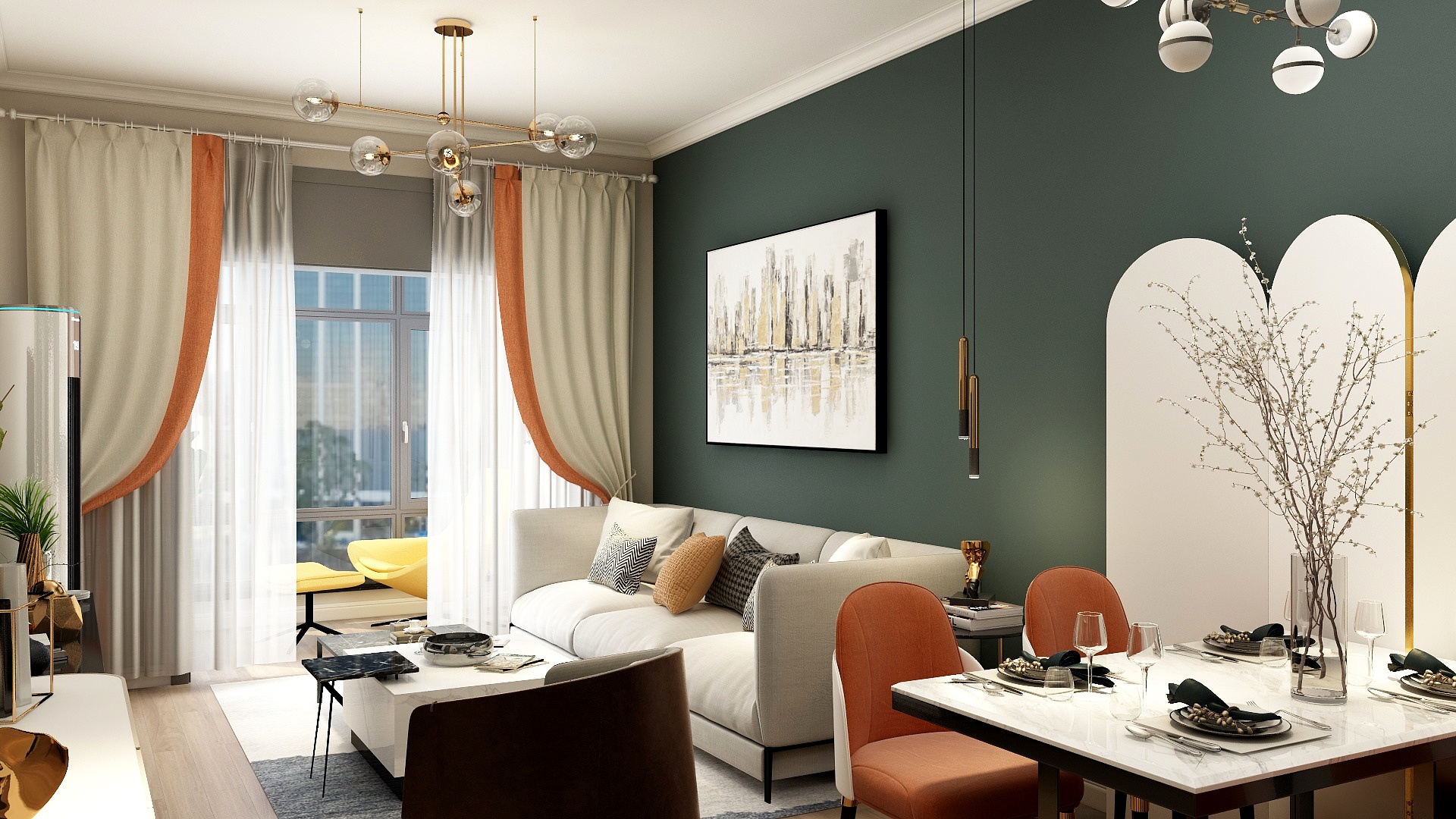 76㎡現代輕奢宅，點綴愛馬仕橙，摩登與奢華的高調亮相！