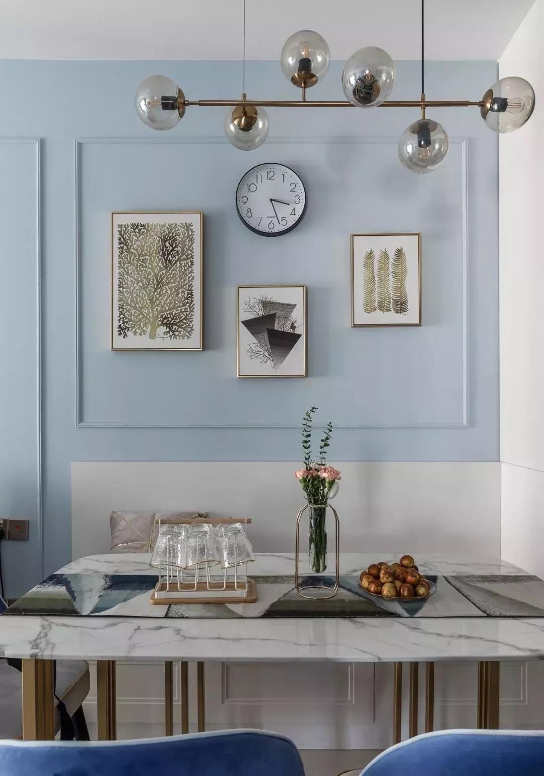 南昌夫妻巧用藍(lán)色裝出99㎡輕奢三室兩廳，太美了！