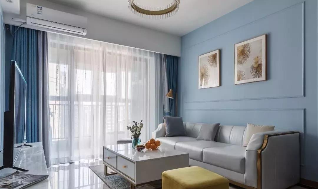 南昌夫妻巧用藍(lán)色裝出99㎡輕奢三室兩廳，太美了！