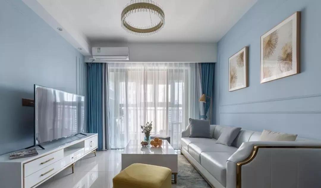 南昌夫妻巧用藍(lán)色裝出99㎡輕奢三室兩廳，太美了！