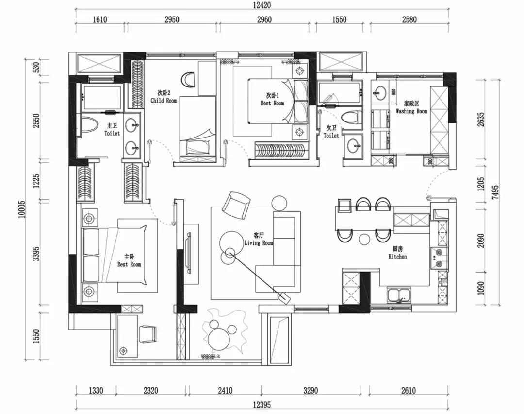 北京夫婦買下100㎡學區(qū)房，打造露營式兒童房+多功能衛(wèi)生間